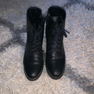 Black Leather Combat Boots